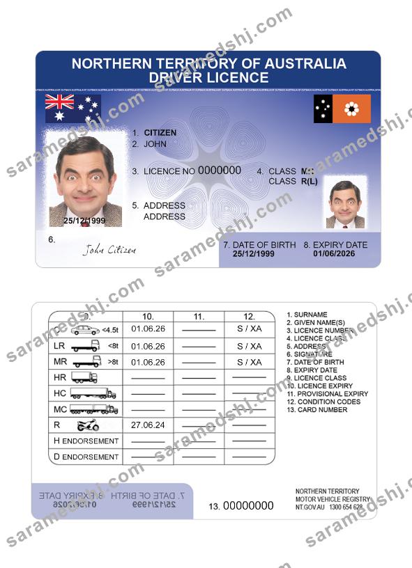 Australia Northern Territory driving license
